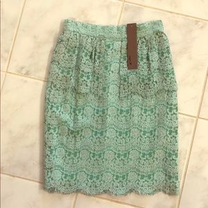 Aryn K ~ MINT~ Lace Straight Peplum Tiered Skirt